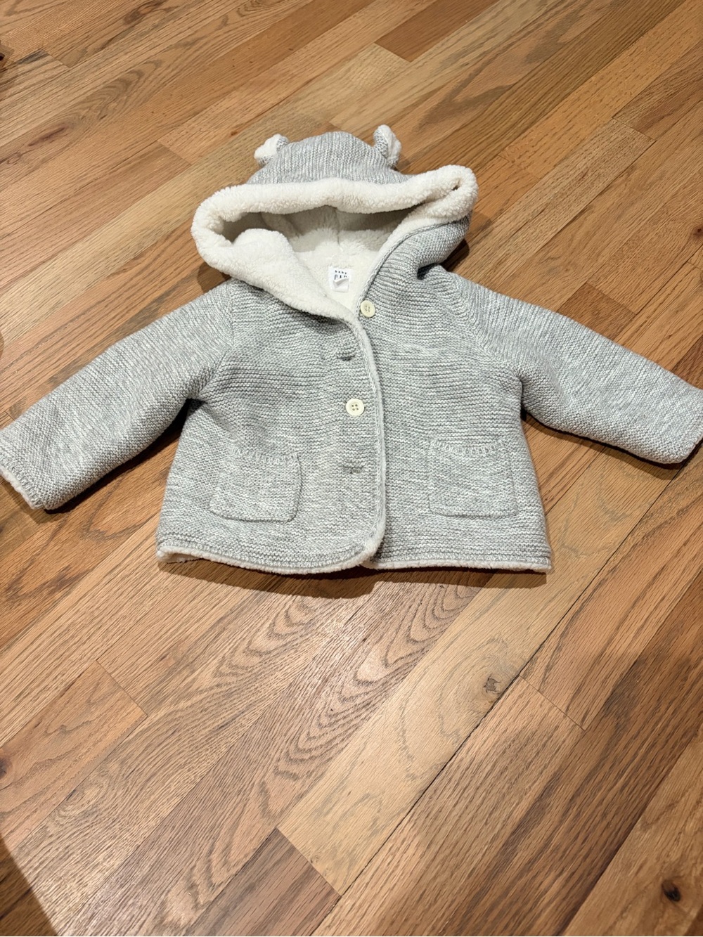 Gap baby girl super warm jacket, sweater outside with sherpa lined interior